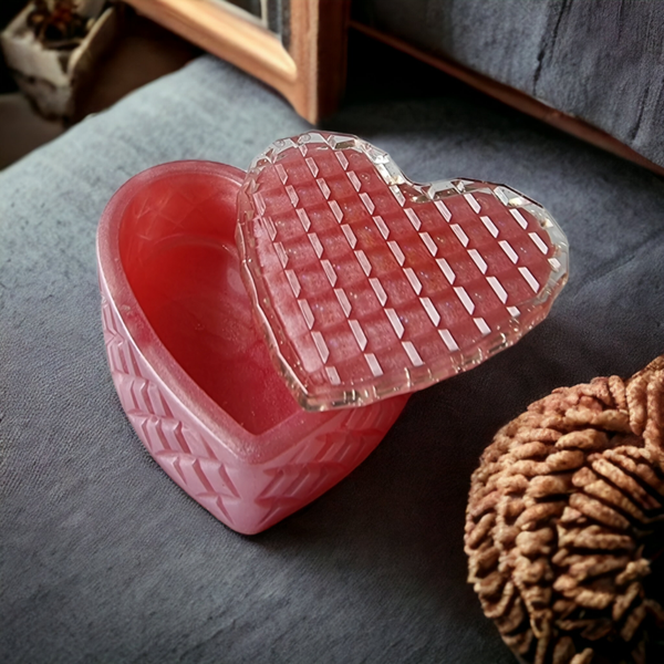 Doosje roze hartje met ruitjes