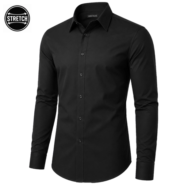 Chemise habillée extensible pour homme, manches longues, non rentrée