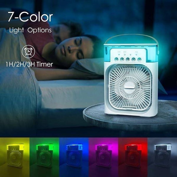 🌬️❄️💧 Ventilador Enfriador y Humidificador 3 en 1 con Luz LED USB