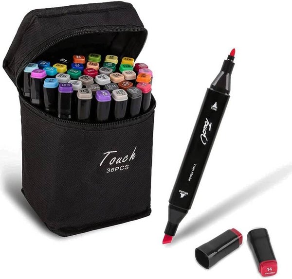 SET DE 36 PLUMONES MARCADORES DOBLE PUNTA PROFESIONALES