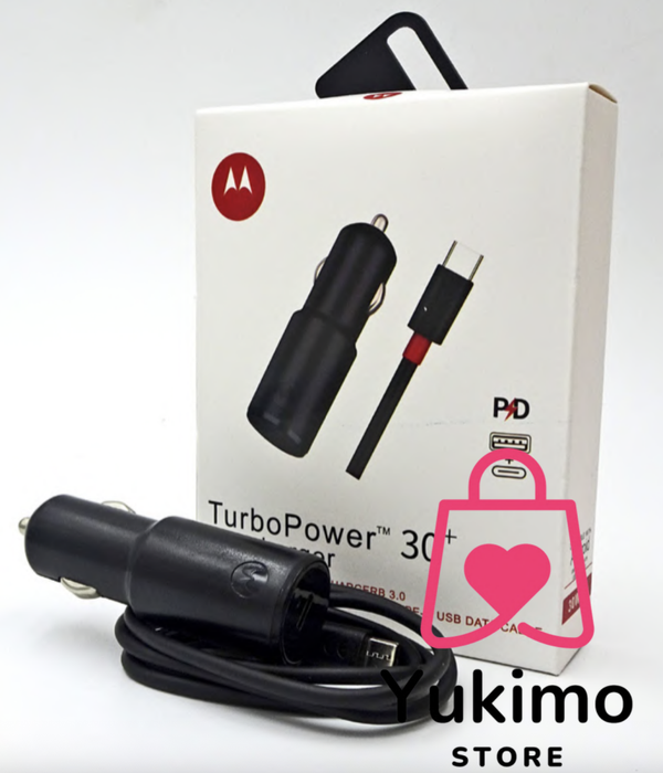 Cargador de Auto Motorola Tipo C Completo con Cable y Adaptador para Encendedor