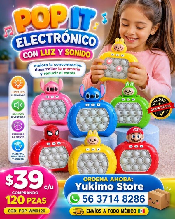 POP - IT ELECTRONICO CON LUCES Y SONIDO