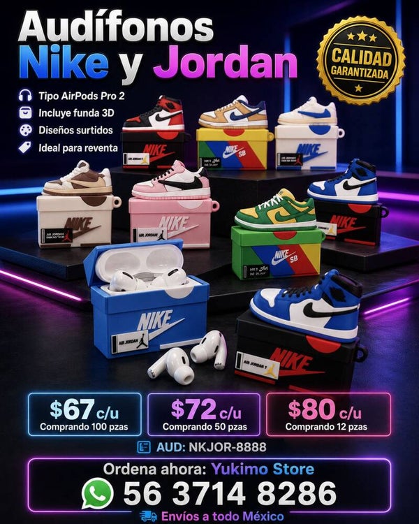 Audífonos Inalámbricos Tipo AirPods con Protector Diseño de Tenis Nike y Jordan