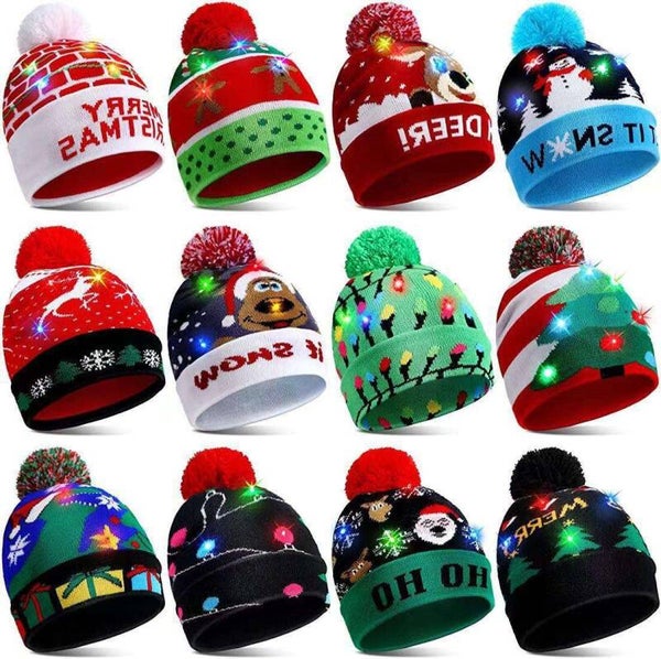 Gorro Navideño con Luz LED Luminoso para Fiestas y Posadas