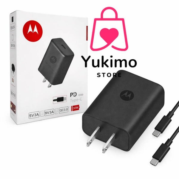 Cargador Motorola Tipo C a Tipo C PD 18W Completo con Cable y Adaptador de Corriente