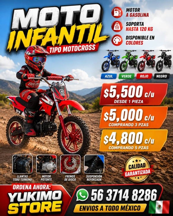 Moto Infantil Tipo Motocross 49 cc 2 tiempos