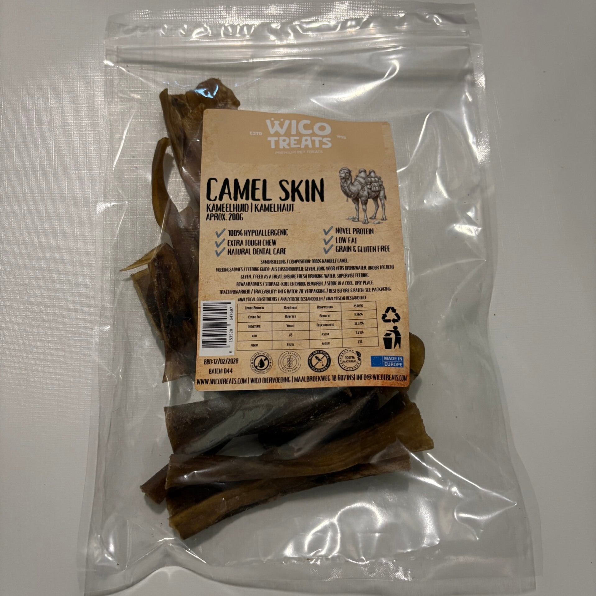 Gedroogde Kamelenhuid – Extra harde en hypoallergene kauwsnack (200g)
