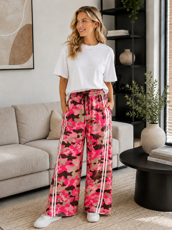 Urban Camo Wide Leg Broek - roze