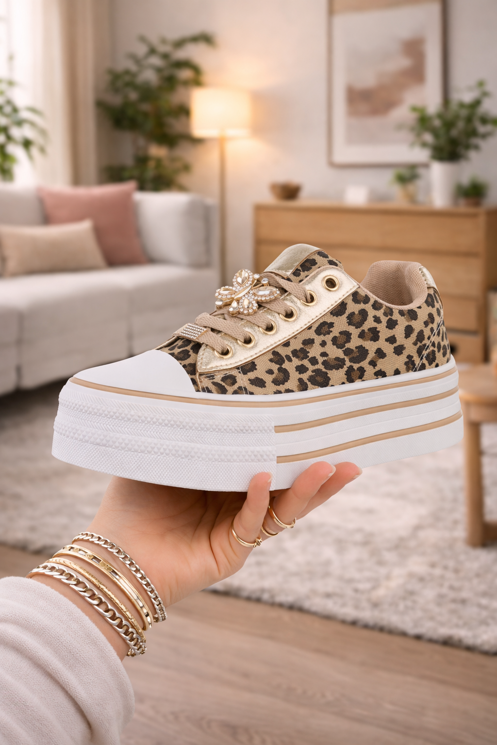 Elara Leopard Glam Platform Sneaker