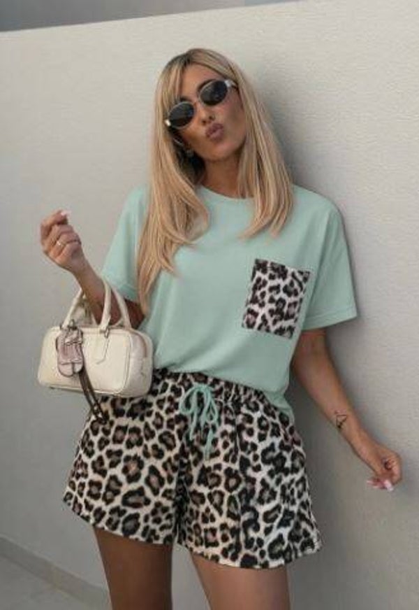 Leopard Lounge Set aqua