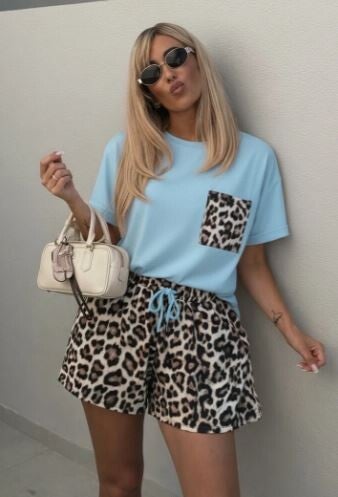 Leopard Lounge Set blauw