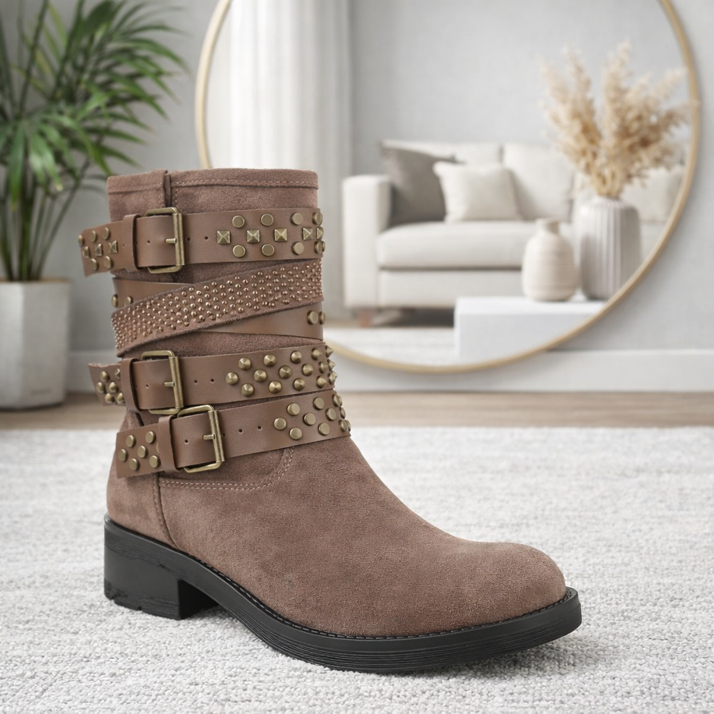 Raven Stud Buckle Boot – Khaki