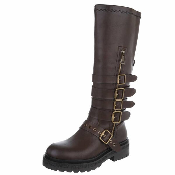 Brown Rebel Buckle Boots