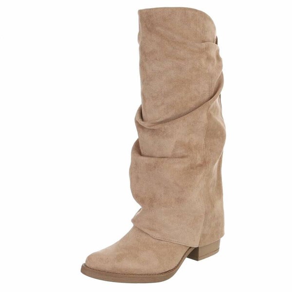 Boho Button Slouch Boots khaki