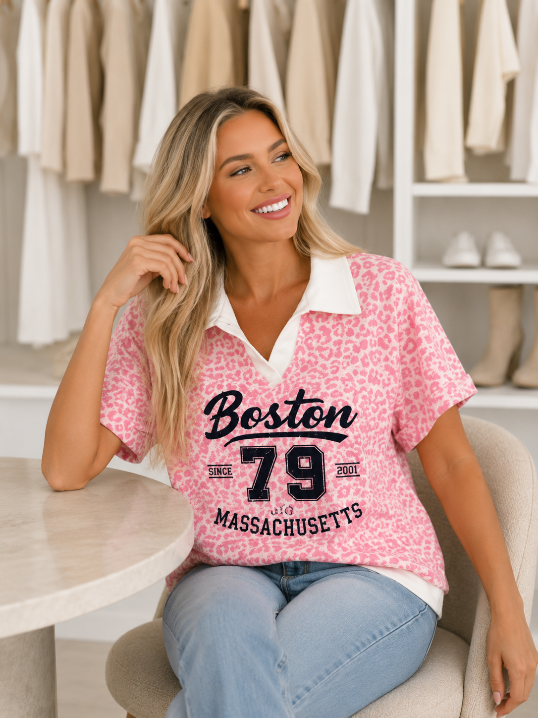 Boston 79 Luipaard T-shirt roze