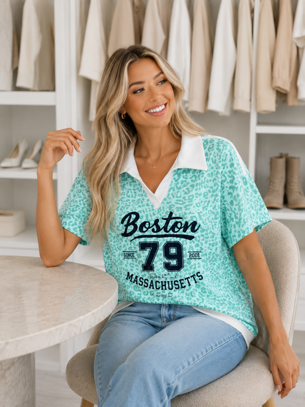 Boston 79 Luipaard T-shirt groen