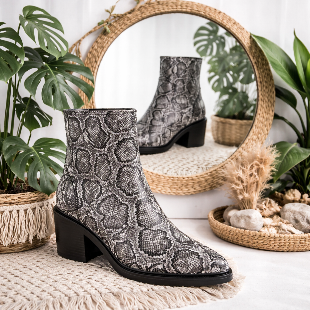 Black Snake Western Ankle Boot