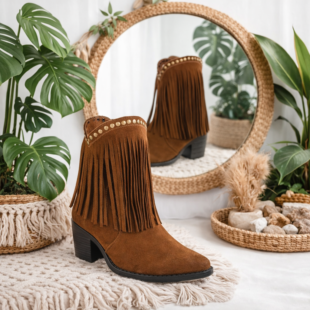 Light Brown Fringe Western Boot