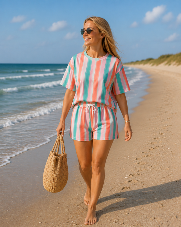 Sunset Stripe Lounge Set groen