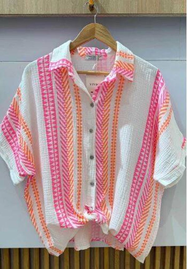 Zomer Blouse wit oranje