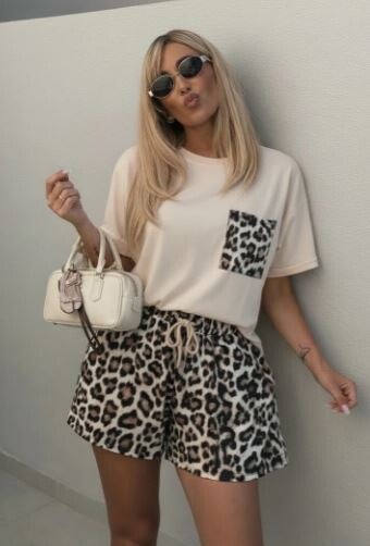 Leopard Lounge Set beige