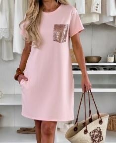 Minimal Sparkle Dress roze