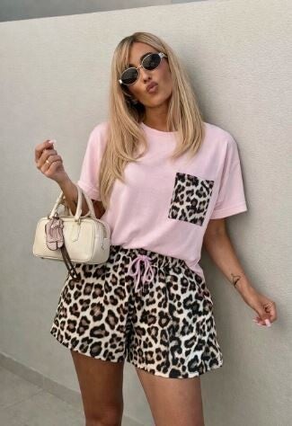 Leopard Lounge Set rose