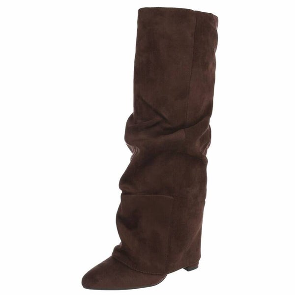 Chocolate Suède Slouch Boots