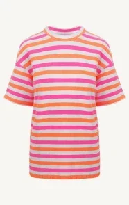 Oversized stripe T-shirt Fuchsia