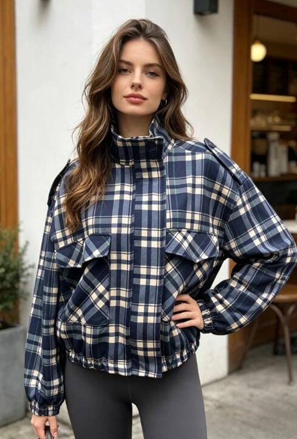 Urban Check Jacket - navy