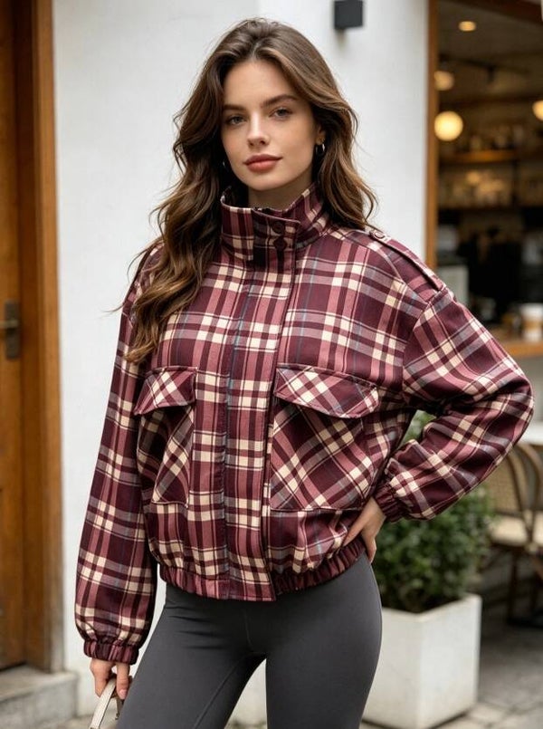 Urban Check Jacket - bordeaux