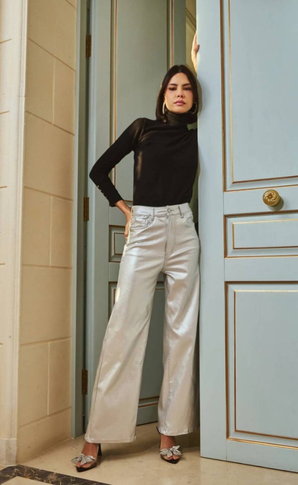 Sparkle Silver Babe Wide Leg Pants