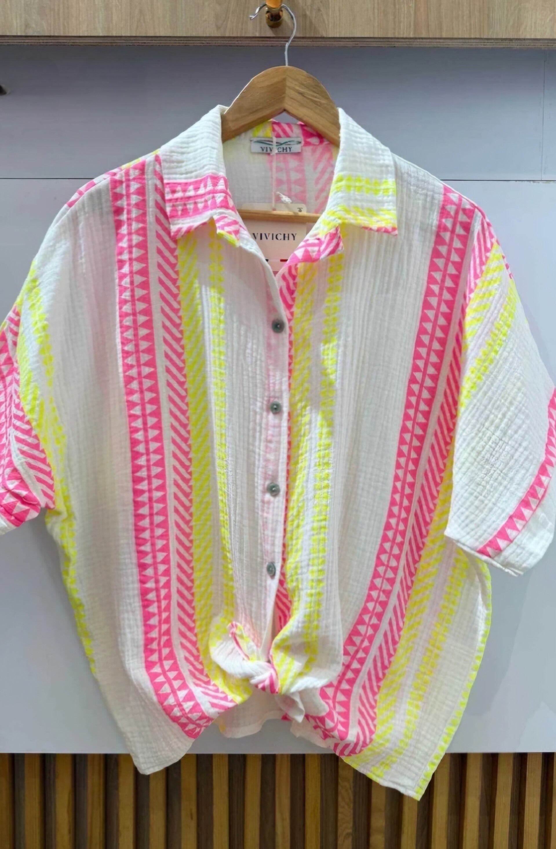 Zomer Blouse wit roze geel