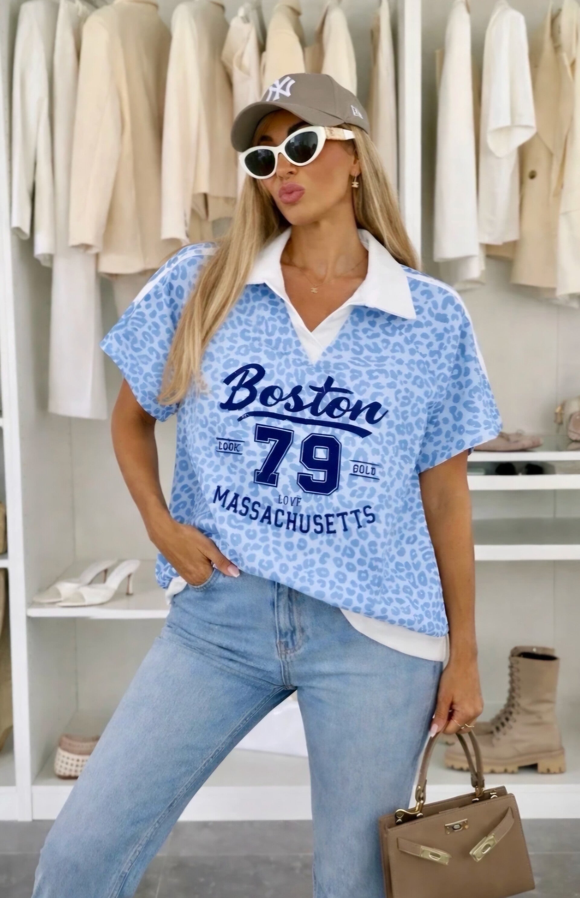 Boston 79 Luipaard T-shirt blauw