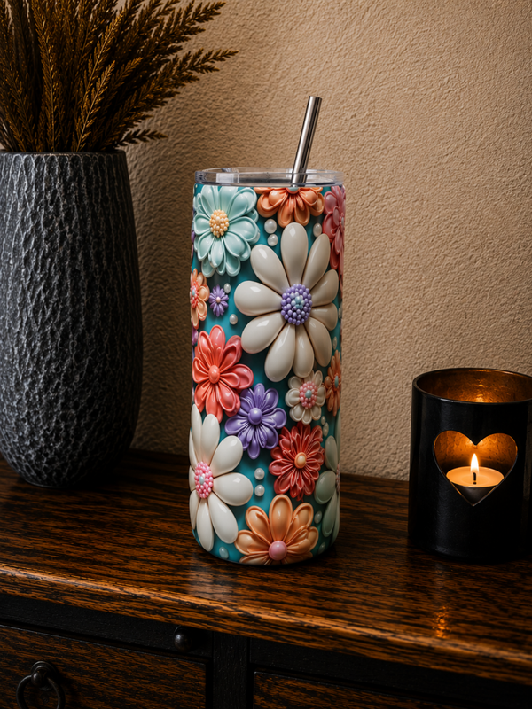 Tumbler: 3D Bloemen