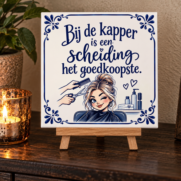 Tegeltje: Bij de kapper is een scheiding het goedkoopste