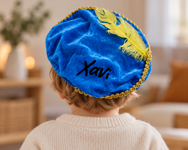 Pieten muts met naam Blauw