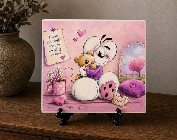 Tegeltje: Diddle met knuffel