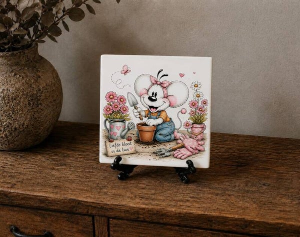 Tegeltje: Diddle Liefde bloeit in de tuin