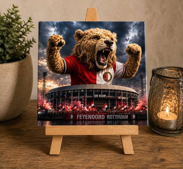 Tegeltje: Stadion de Kuip met leeuw