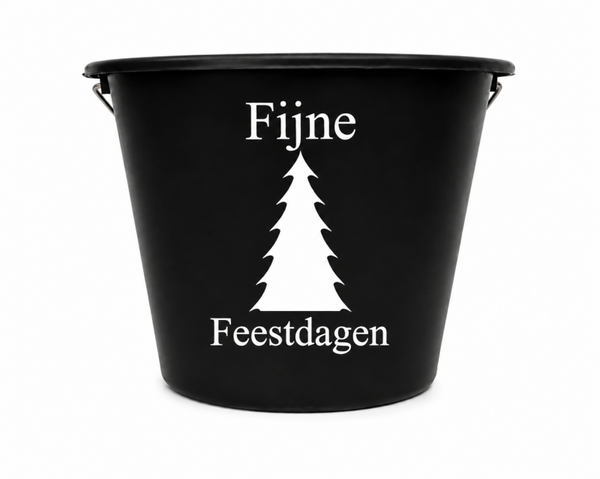 Emmer met tekst: Fijne kerstdagen en kerstboom