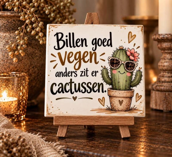 Tegeltje: Billen goed vegen anders zit er cactussen