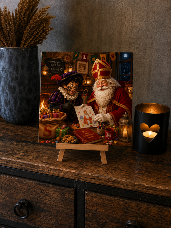 Tegeltje: Sint en Piet samen