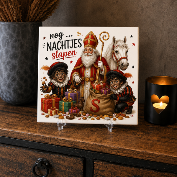 Tegeltje: Sinterklaas met 2 pieten ... nachtjes slapen