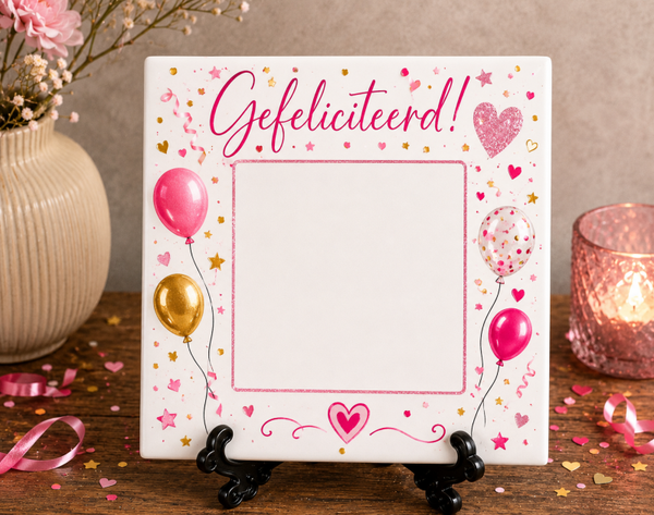 Tegeltje: Felicitatie Roze