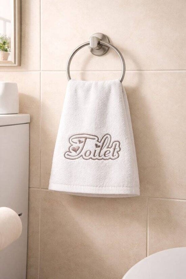 Gasten doekjes: Toilet in het Wit - Beige, Wit- Roze, Wit - Zwart