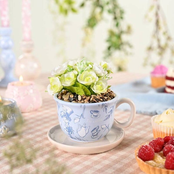 ALICE AUX PAYS DES MERVEILLES - Tasse Décorative + Fausse Plante