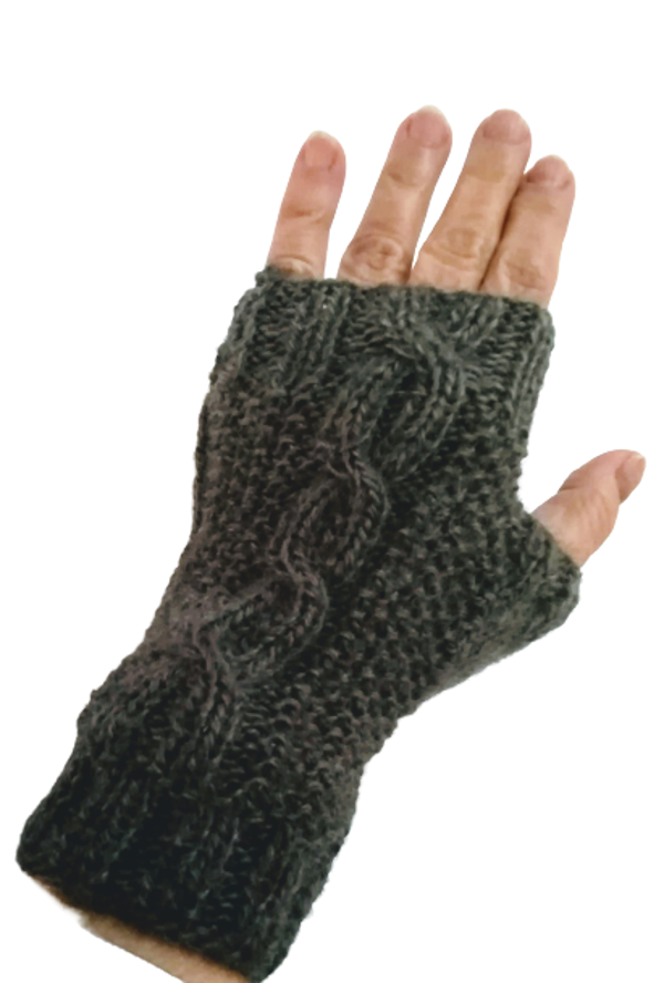Fingerless Gloves - Grey Alpaca Blend