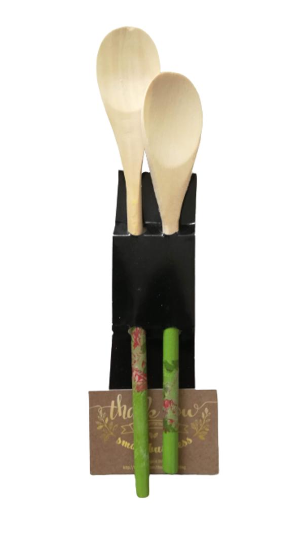 Decoupage wooden spoons - Green