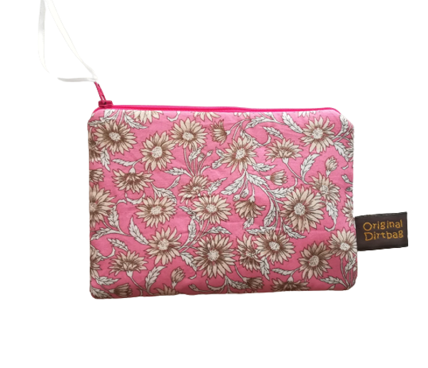 Zippered pouch - pink flowers
